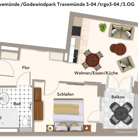 Апартаменты Godewindpark Travemuende Godewindpark Travemuende 3-04 *